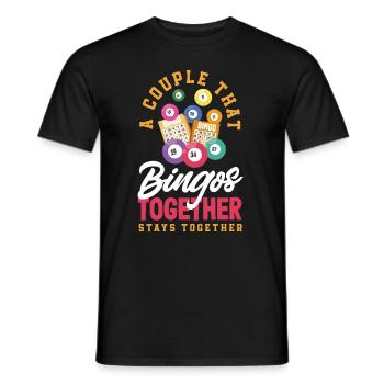 A couple playing bingo together - Men's T-Shirt - black - Front - AI Model Male 178 light (178cm)