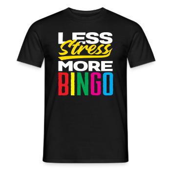 Moins de stress, plus de plaisir au bingo - T-shirt homme - noir - Devant - AI Model Male 178 light (178cm)