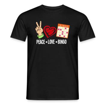 Peace, love, bingo, fun for all fans - Men's T-Shirt - black - Front - AI Model Male 178 light (178cm)