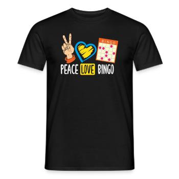Peace Love Bingo Fans Happiness - Men's T-Shirt - black - Front - AI Model Male 178 light (178cm)