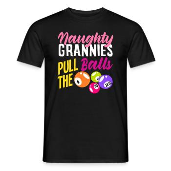 Bingo Fun for Naughty Grandmas Draw the Balls - Men's T-Shirt - black - Front - AI Model Male 178 light (178cm)