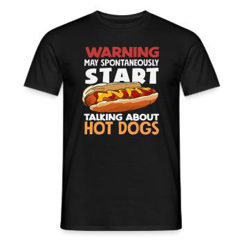 Warning Hot Dog Lover Talks Hot Dogs Spontaneously - Men's T-Shirt - black - Front - AI Model Male 178 light (178cm)