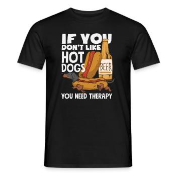 Hot Dog Lover Therapy Humor - Men's T-Shirt - black - Front - AI Model Male 178 light (178cm)