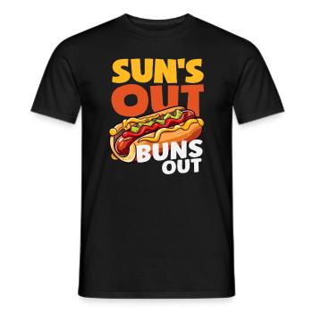 Hot Dog Lovers Sun Out Buns Out - Men's T-Shirt - black - Front - AI Model Male 178 light (178cm)