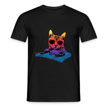 Cats music DJ - Men's T-Shirt - black - Front - AI Model Male 178 light (178cm)