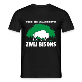 Was ist besser als ein Bison? Zwei Bisons - Männer T-Shirt - Schwarz - Vorne - AI Model Male 178 light (178cm)
