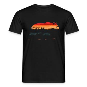 Bär Silhouette mit vintage Wald - Männer T-Shirt - Schwarz - Vorne - AI Model Male 178 light (178cm)