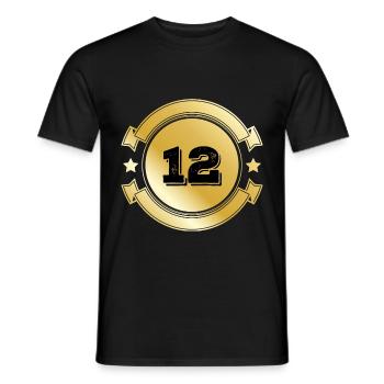 12 Emblème d’or - T-shirt homme - noir - Devant - AI Model Male 178 light (178cm)