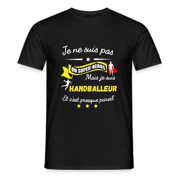 pas superhéros mais HANDBALLEUR - T-shirt homme - noir - Devant - AI Model Male 178 light (178cm)