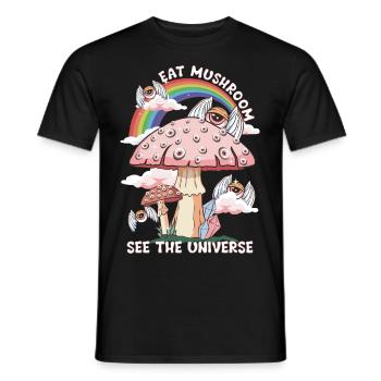 Champignon Voir L’Univers Art Graphique - T-shirt homme - noir - Devant - AI Model Male 178 light (178cm)