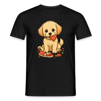 Naughty Maltipoo with chewed slippers - Men's T-Shirt - black - Front - AI Model Male 178 light (178cm)