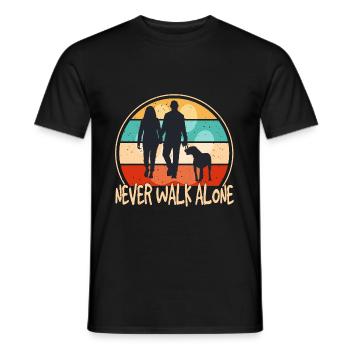 Dog Owner with Dog Never Walk Alone - Men's T-Shirt - black - Front - AI Model Male 178 light (178cm)