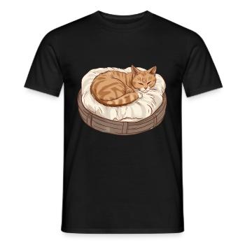 Katze im Bett Offizielles Schlafshirt - Männer T-Shirt - Schwarz - Vorne - AI Model Male 178 light (178cm)