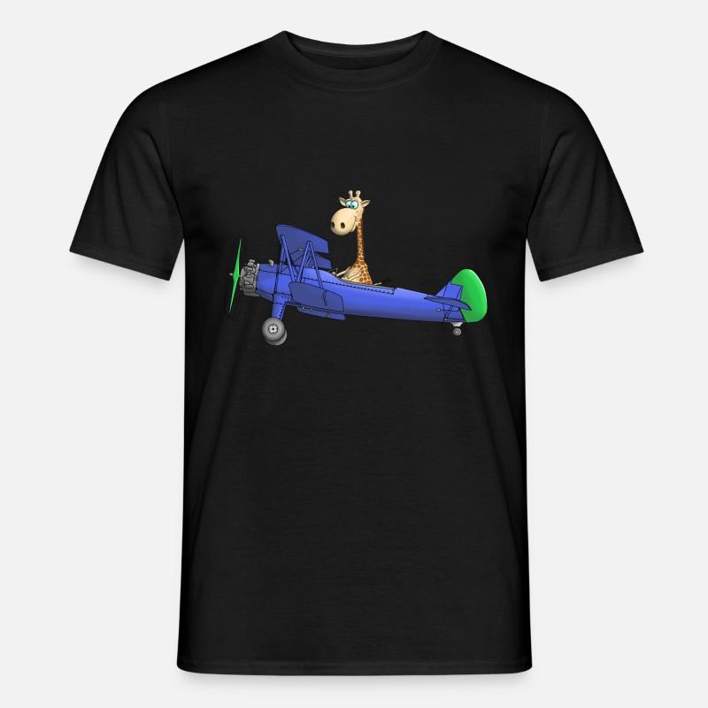 Flugzeug Comic Giraffe Kinder - Männer T-Shirt - Schwarz