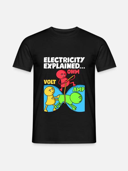 Funny electrician design explains electricity - Men's T-Shirt - black
