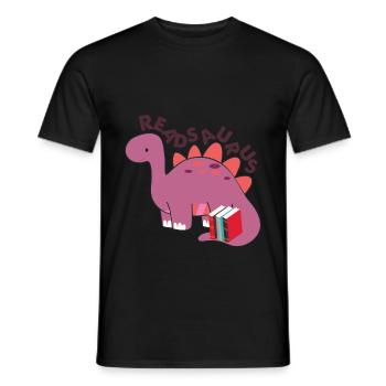 Readosaurus | Amoureux des livres de lecture de dinosaures - T-shirt homme - noir - Devant - AI Model Male 178 light (178cm)