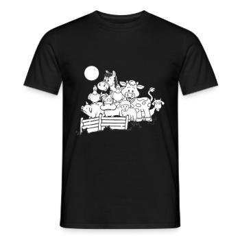 Ferme, ferme, cheval, poulet, cochon, mouton, vache - T-shirt homme - noir - Devant - AI Model Male 178 light (178cm)