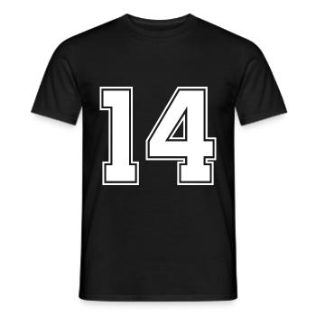 14 Zahl Trikot - Männer T-Shirt - Schwarz - Vorne - AI Model Male 178 light (178cm)