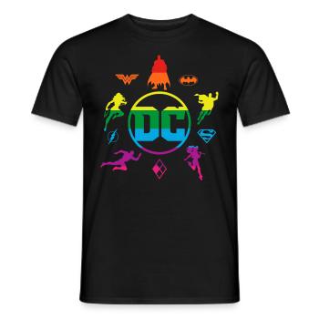 Justice League DC Superhelden Regenbogen Logos - Männer T-Shirt - Schwarz - Vorne - AI Model Male 178 light (178cm)