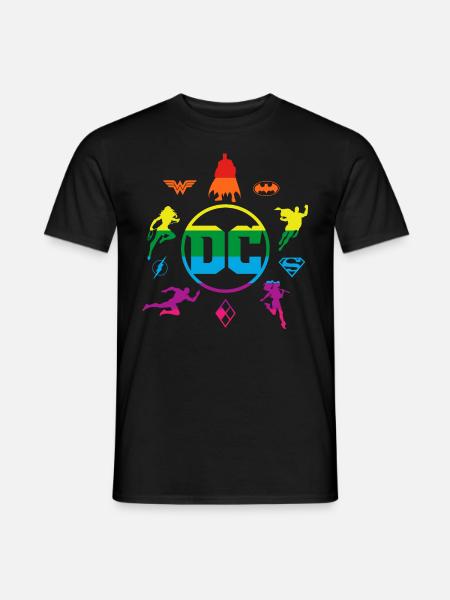 Justice League DC Superheroes Rainbow Logos - Men's T-Shirt - black
