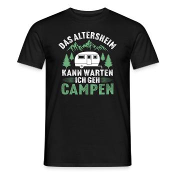 das altersheim kann warten ich geh campen - Männer T-Shirt - Schwarz - Vorne - AI Model Male 178 light (178cm)