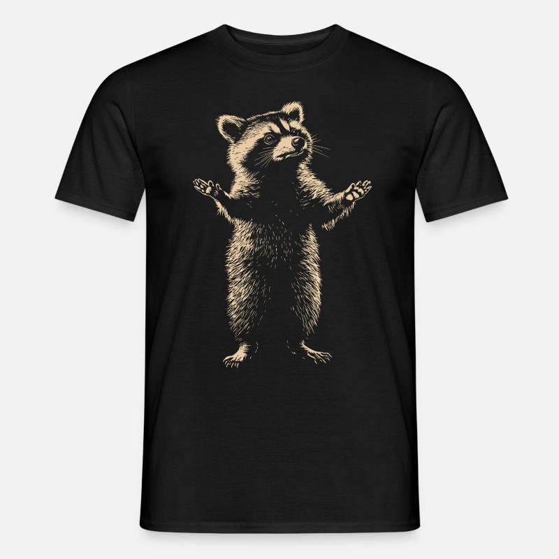 Waschbär monochrom - Männer T-Shirt - Schwarz