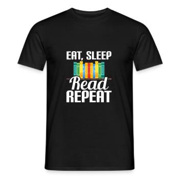 Manger, dormir, lire le livre de lecture répétée - T-shirt homme - noir - Devant - AI Model Male 178 light (178cm)