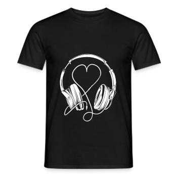 Headphones music lovers! - Men's T-Shirt - black - Front - AI Model Male 178 light (178cm)