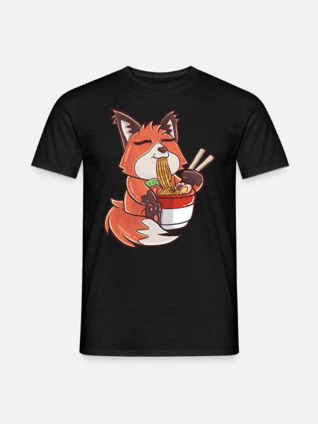 Ramen Kawaii Fuchs - Männer T-Shirt - Schwarz