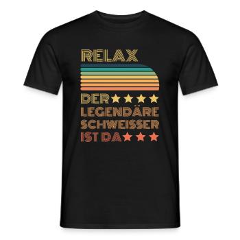 Relax der Legendäre Schweißer ist hier Retro - Männer T-Shirt - Schwarz - Vorne - AI Model Male 178 light (178cm)