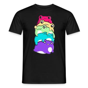 Nichtbinärer Stolz Kawaii Frosch Haufen Nichtbinär - Männer T-Shirt - Schwarz - Vorne - AI Model Male 178 light (178cm)