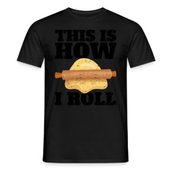 Funny bread baker - Men's T-Shirt - black - Front - AI Model Male 178 light (178cm)