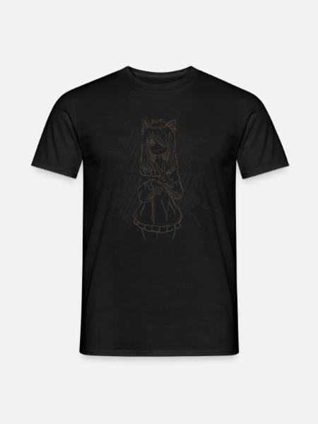Art Academia Aesthetic Neko Anime Girl Sketch - Men's T-Shirt - black