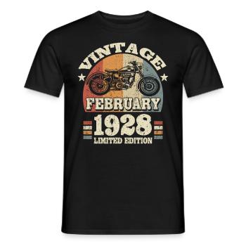 Vintage Motorradfahrer, geboren im Februar 1928 - Männer T-Shirt - Schwarz - Vorne - AI Model Male 178 light (178cm)