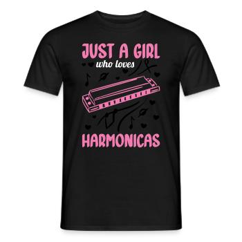 Just a girl who loves the harmonica Mundh - Men's T-Shirt - black - Front - AI Model Male 178 light (178cm)