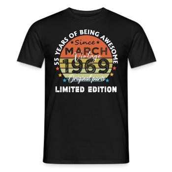 55 Years Old Made In 1969 Vintage March 1969 - T-shirt homme - noir - Devant - AI Model Male 178 light (178cm)