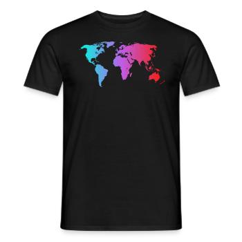 The colorful World Map eine bunte Welt Karte - Männer T-Shirt - Schwarz - Vorne - AI Model Male 178 light (178cm)