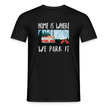 home is where we park it camping shirt camper - Men's T-Shirt - black - Front - AI Model Male 178 light (178cm)
