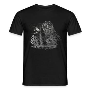 Vintage Steampunk Nautical Design Jellyfish - Men's T-Shirt - black - Front - AI Model Male 178 light (178cm)