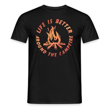 Camping extérieur feu de camp nature - T-shirt homme - noir - Devant - AI Model Male 178 light (178cm)