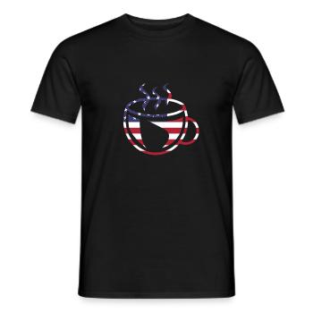 Coffee cup american flag caffeine stars stripes - Men's T-Shirt - black - Front - AI Model Male 178 light (178cm)