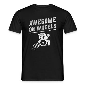 Awesome On Wheels' Hilarous Wheelchair Gift - Männer T-Shirt - Schwarz - Vorne - AI Model Male 178 light (178cm)