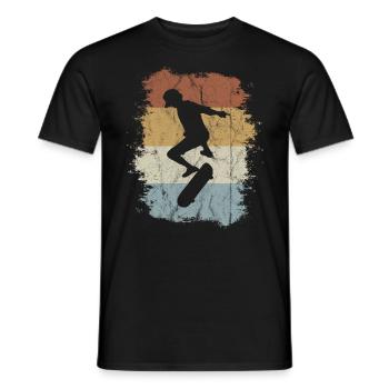 Retro Vintage Skater Kickflip Skateboard Geschenk - Männer T-Shirt - Schwarz - Vorne - AI Model Male 178 light (178cm)