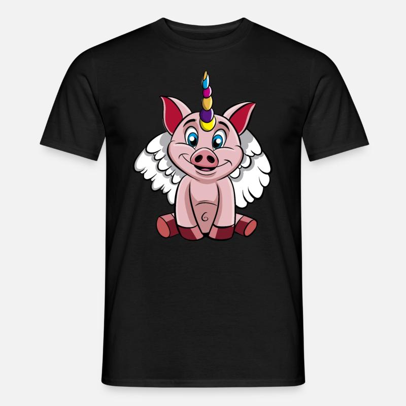 Cochon cochon licorne cochon ange cochon mignon - T-shirt homme - noir