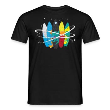 Surfbrett Weltall Wellen Umlaufbahn - Männer T-Shirt - Schwarz - Vorne - AI Model Male 178 light (178cm)