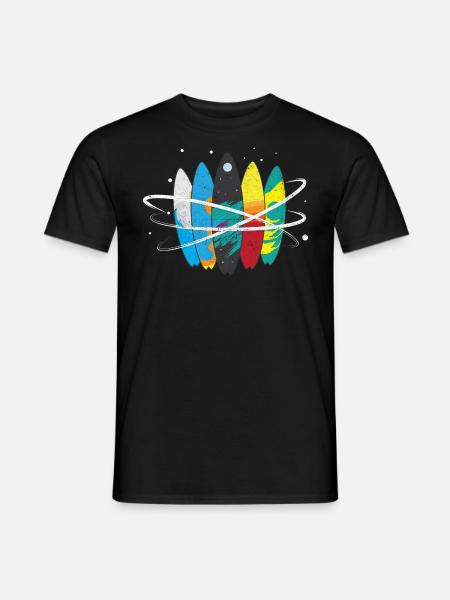 Surfbrett Weltall Wellen Umlaufbahn - Männer T-Shirt - Schwarz
