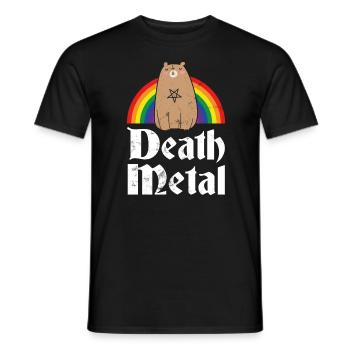 Death Metal Satanic Bear Rainbow Rock Concert Gift - Men's T-Shirt - black - Front - AI Model Male 178 light (178cm)