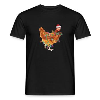 Chicken String Lights Christmas Christmas Hat - Men's T-Shirt - black - Front - AI Model Male 178 light (178cm)
