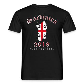 Tour de moto en Sardaigne - T-shirt homme - noir - Devant - AI Model Male 178 light (178cm)