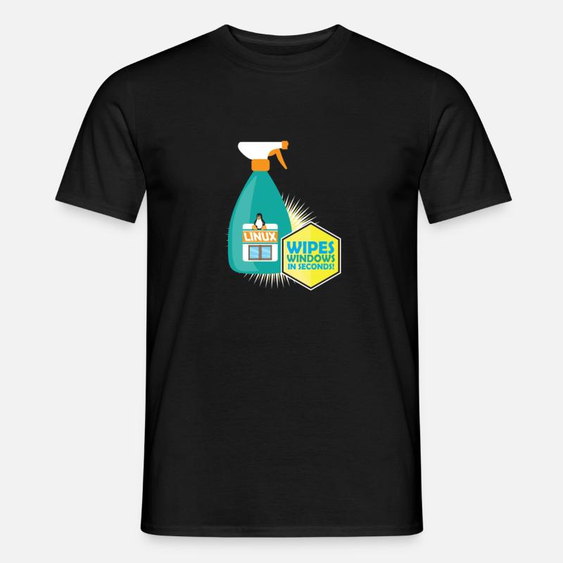 Funny Linux Penguin Tux Cleaner Gift Computer - Männer T-Shirt - Schwarz